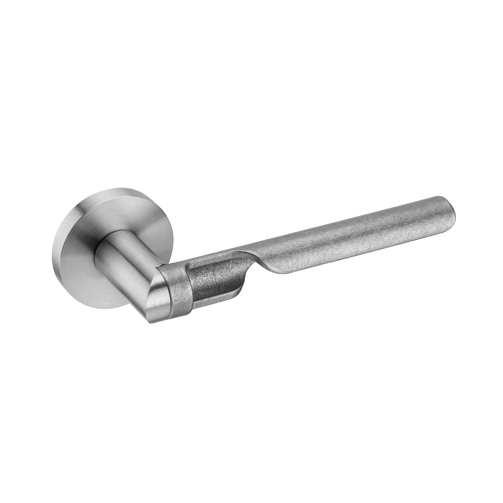 Door lever handle IN.00.428 Satin Industrial Raw