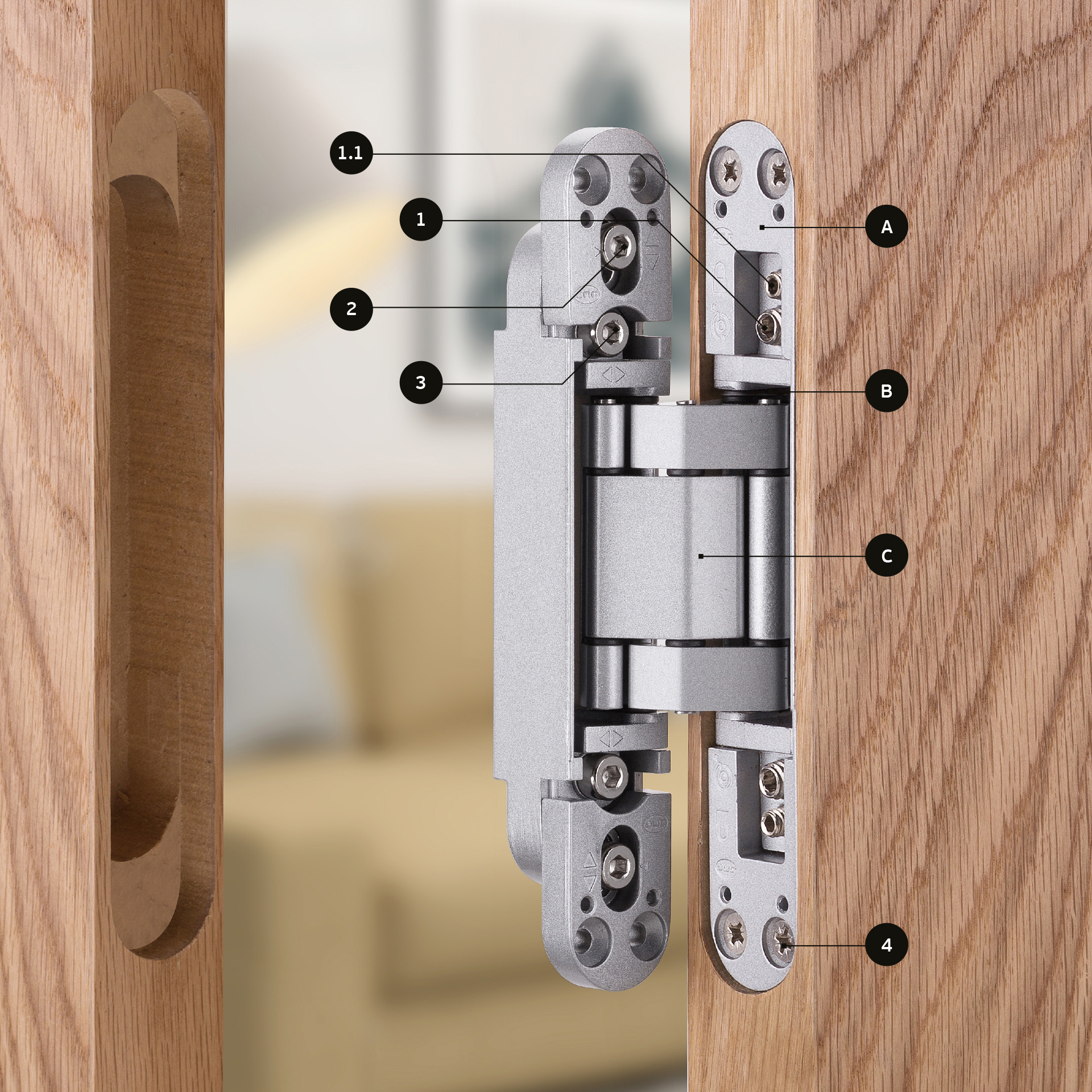 Bisagra invisible IN.05.061 Gris RAL 9006