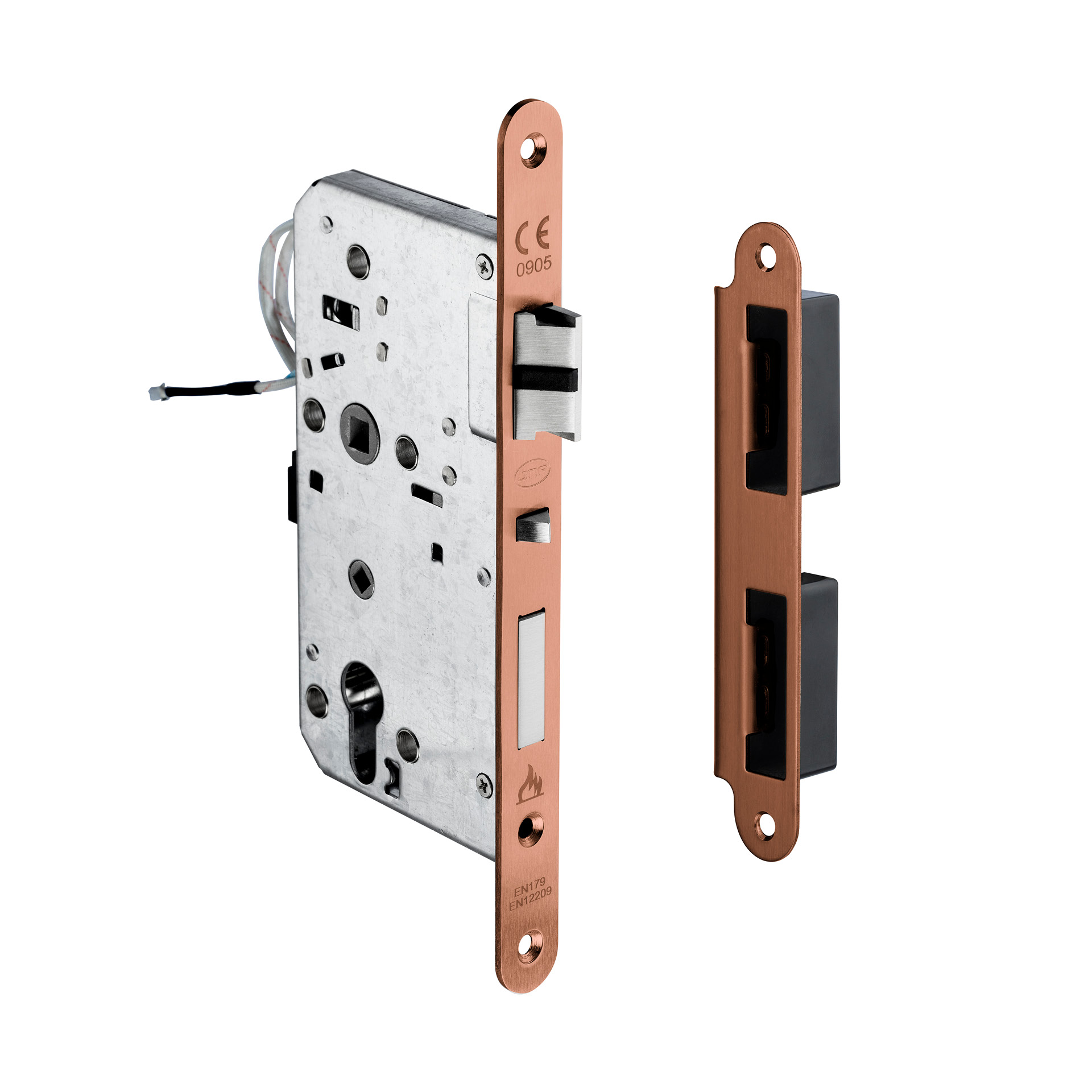 Mortise door lock IN.20.601.R.TCO PVD Titanium Copper