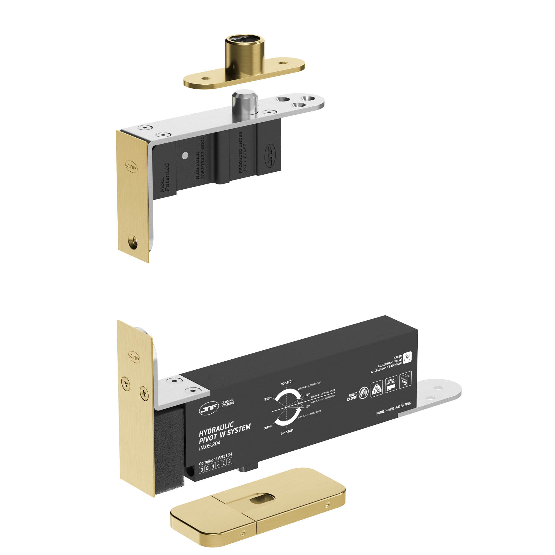 Hydraulic pivot IN.05.204.HO.TG PVD Titanium Gold