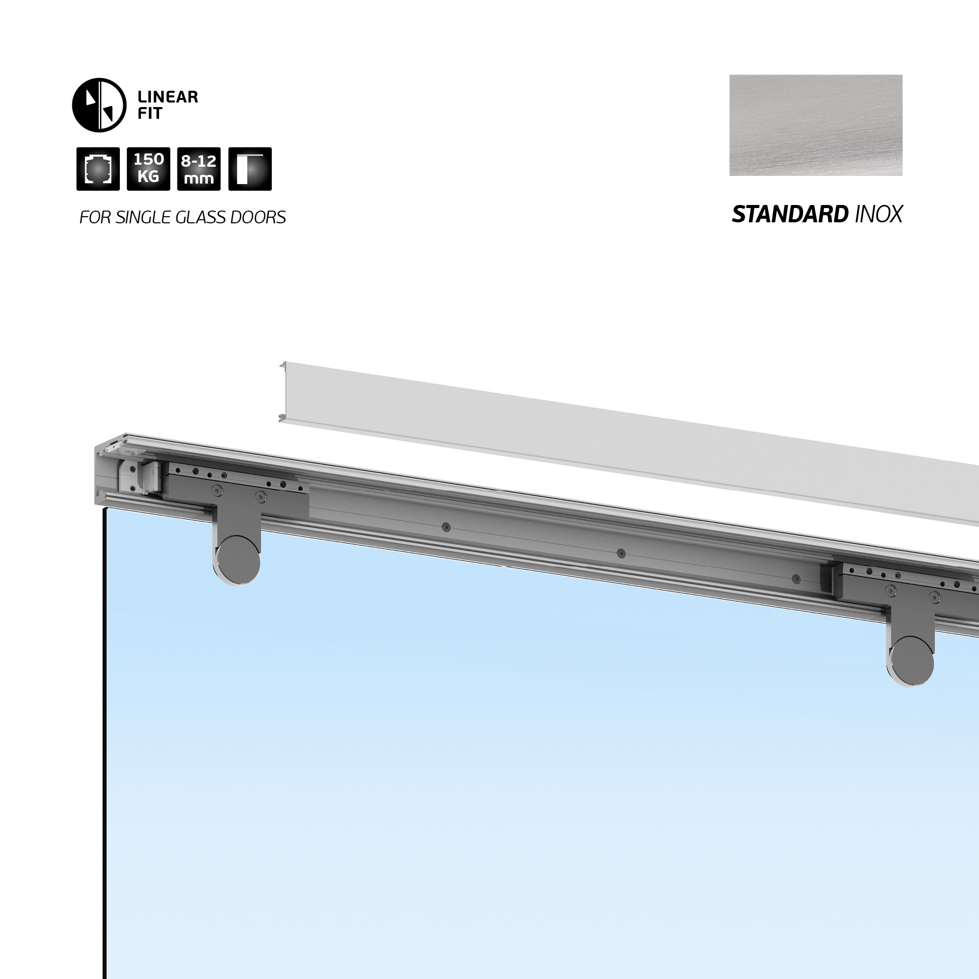 Manual sliding door system IN.15.709.2000 Standard Inox