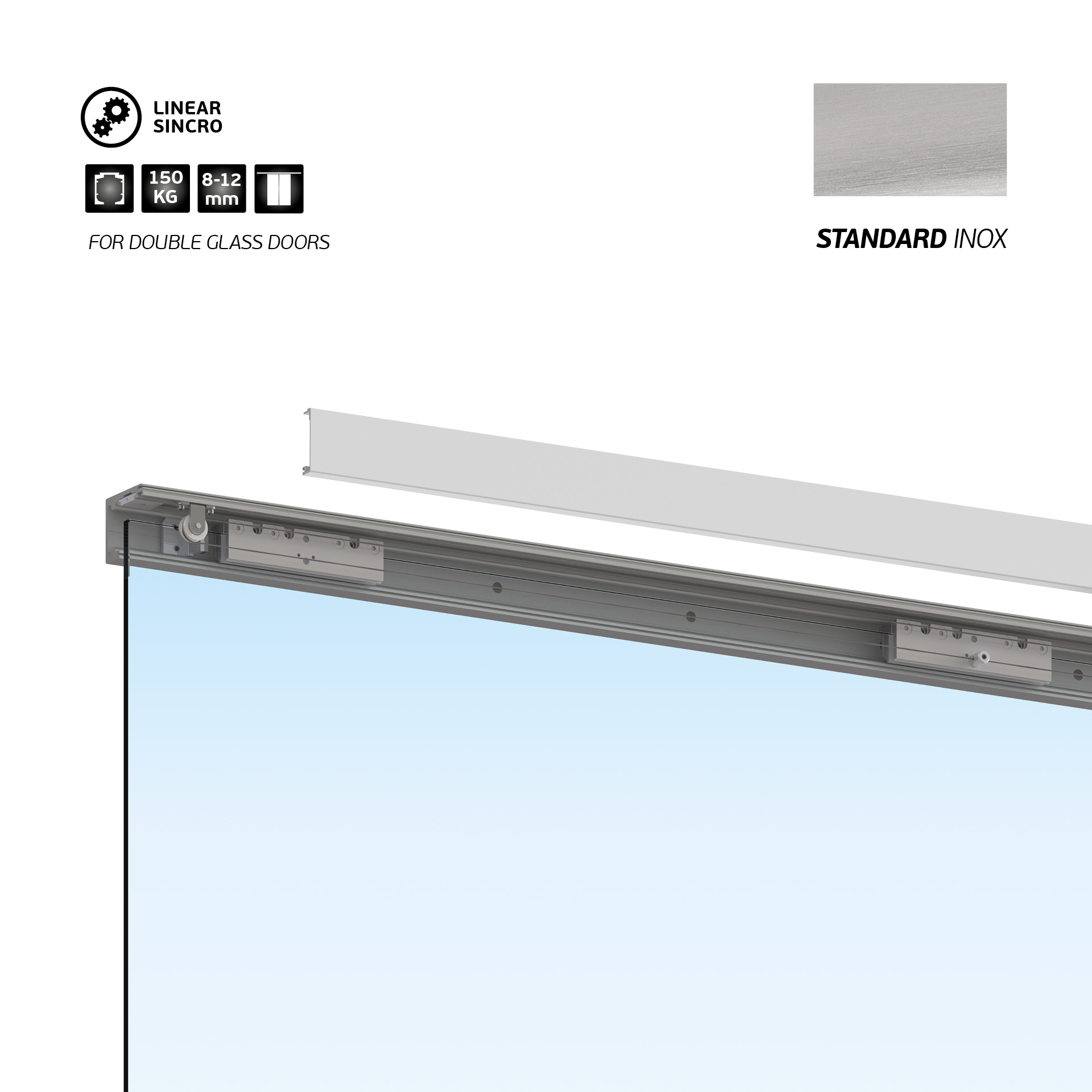 Manual sliding door system IN.15.708.6000 Standard Inox