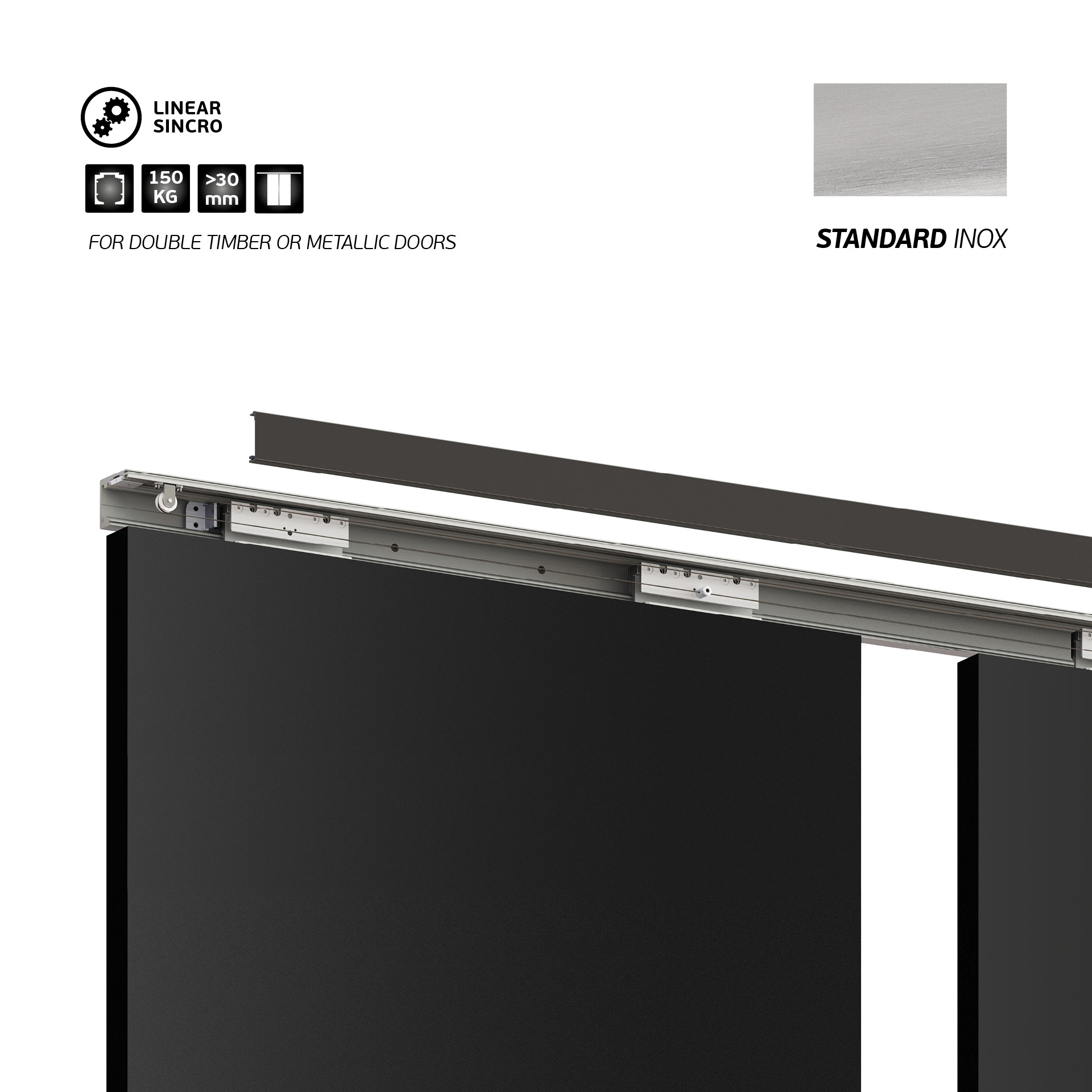 Manual sliding door system IN.15.718.6000 Standard Inox