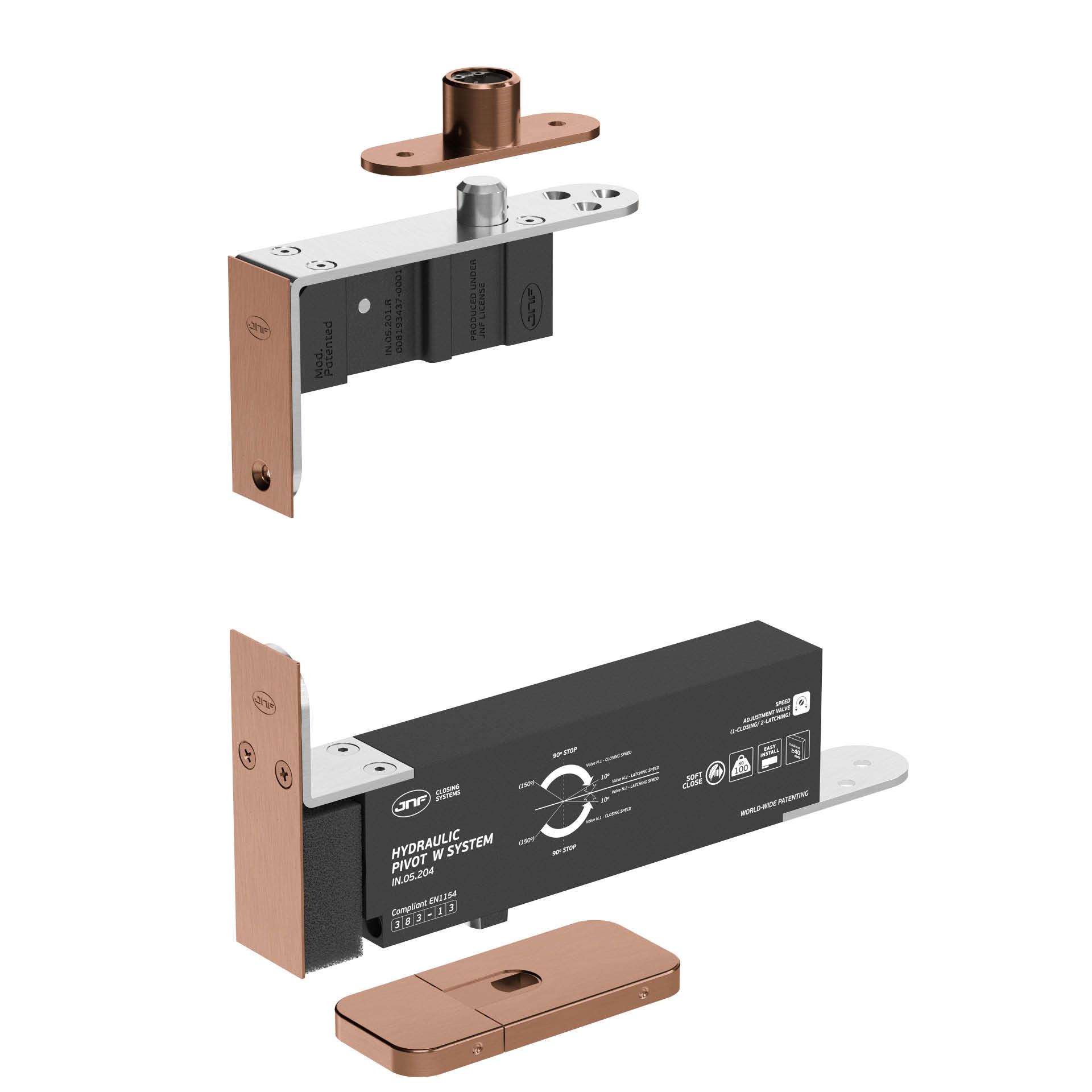 Hydraulic pivot IN.05.204.HO.TCO PVD Titanium Copper