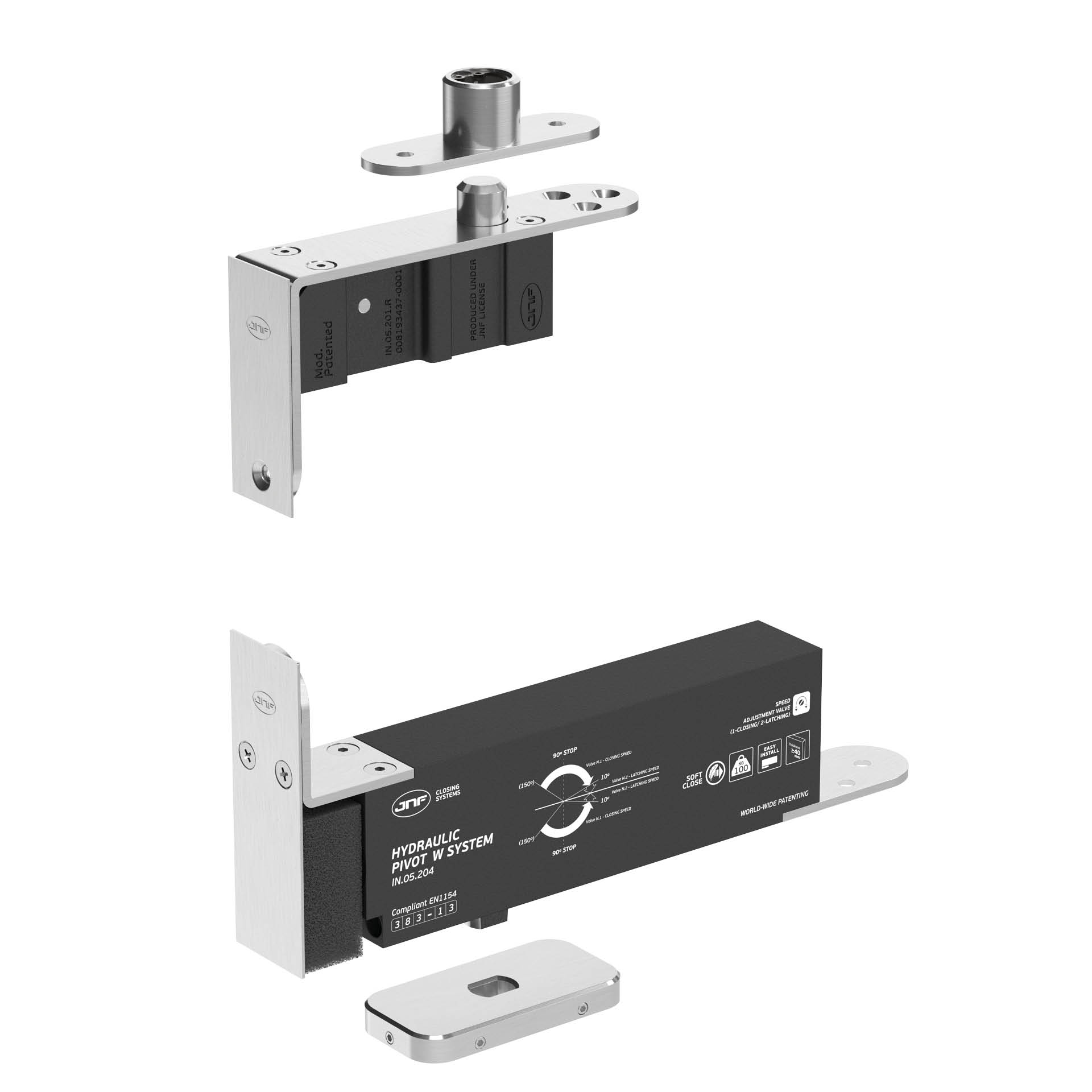 Hydraulic pivot IN.05.204.HO Satin
